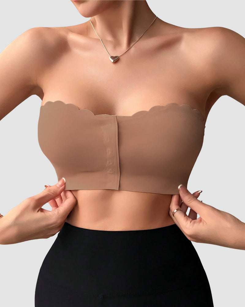 Strapless Front Closure Leopard Print Bra